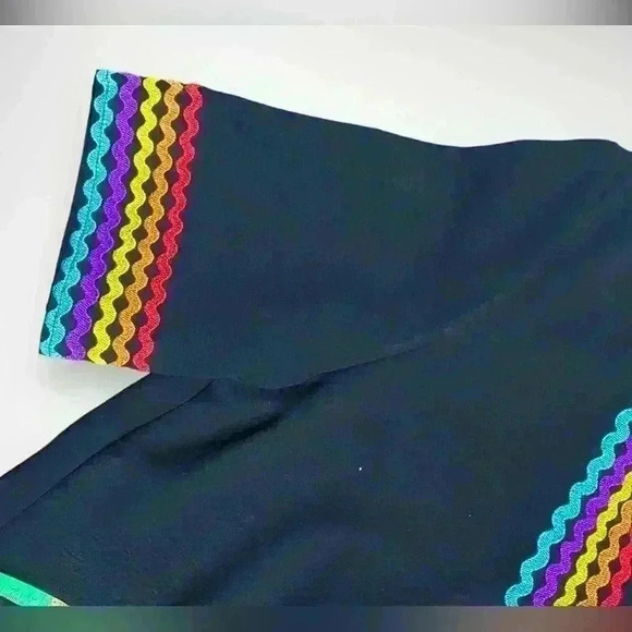 Women's Casual Boho Embroidered V-Neck Short Sleeve Shirt Fall Blouse - Picture 4 of 7